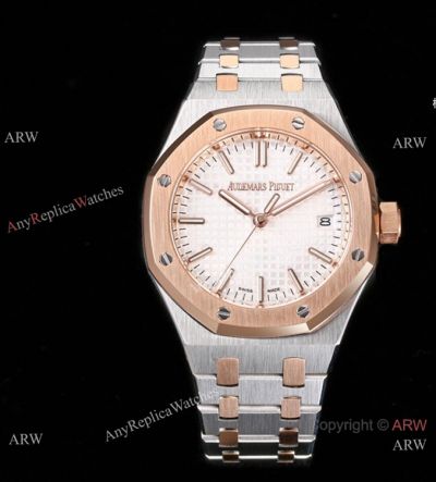 Swiss Grade Copy Audemars Piguet Royal Oak Anniversary 37mm Two Tone Rose Gold Case